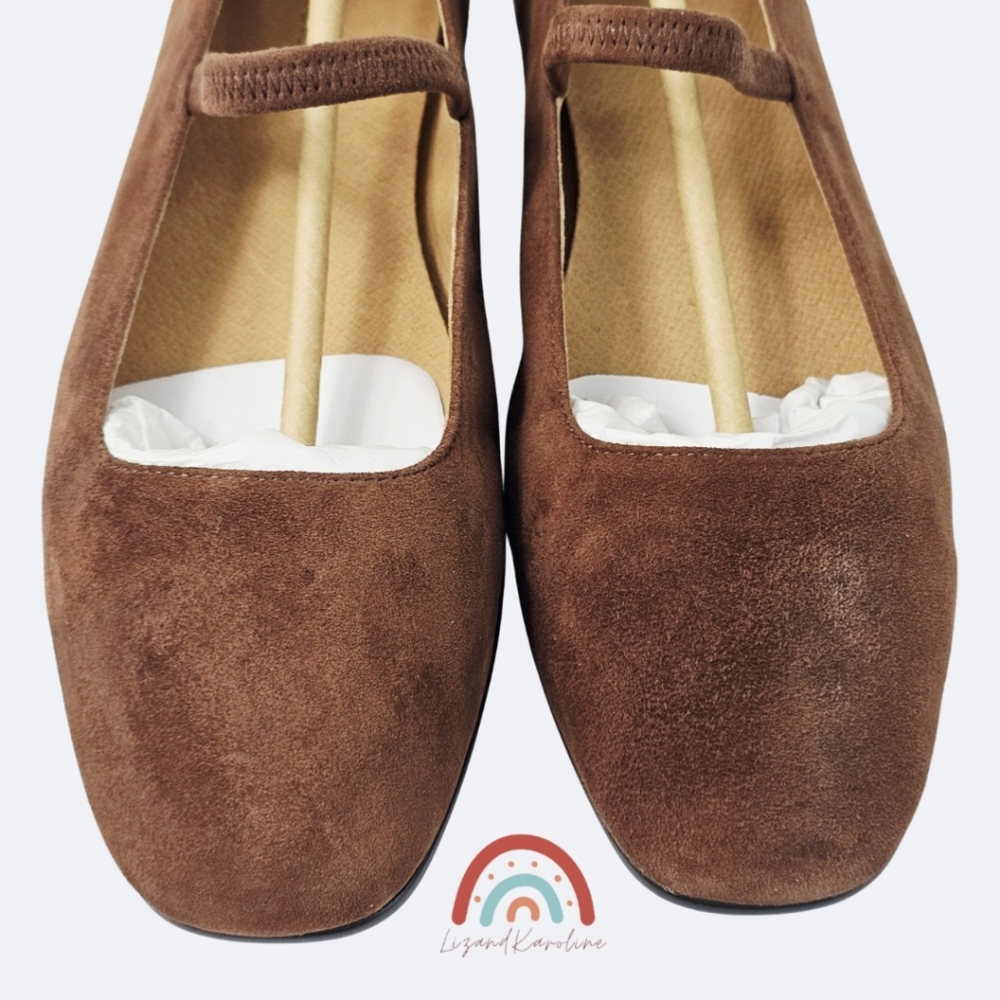 New! Madewell Greta Ballet Leather Suede Mary Jane Flats in Soft Mahogany - Picture 9 of 16